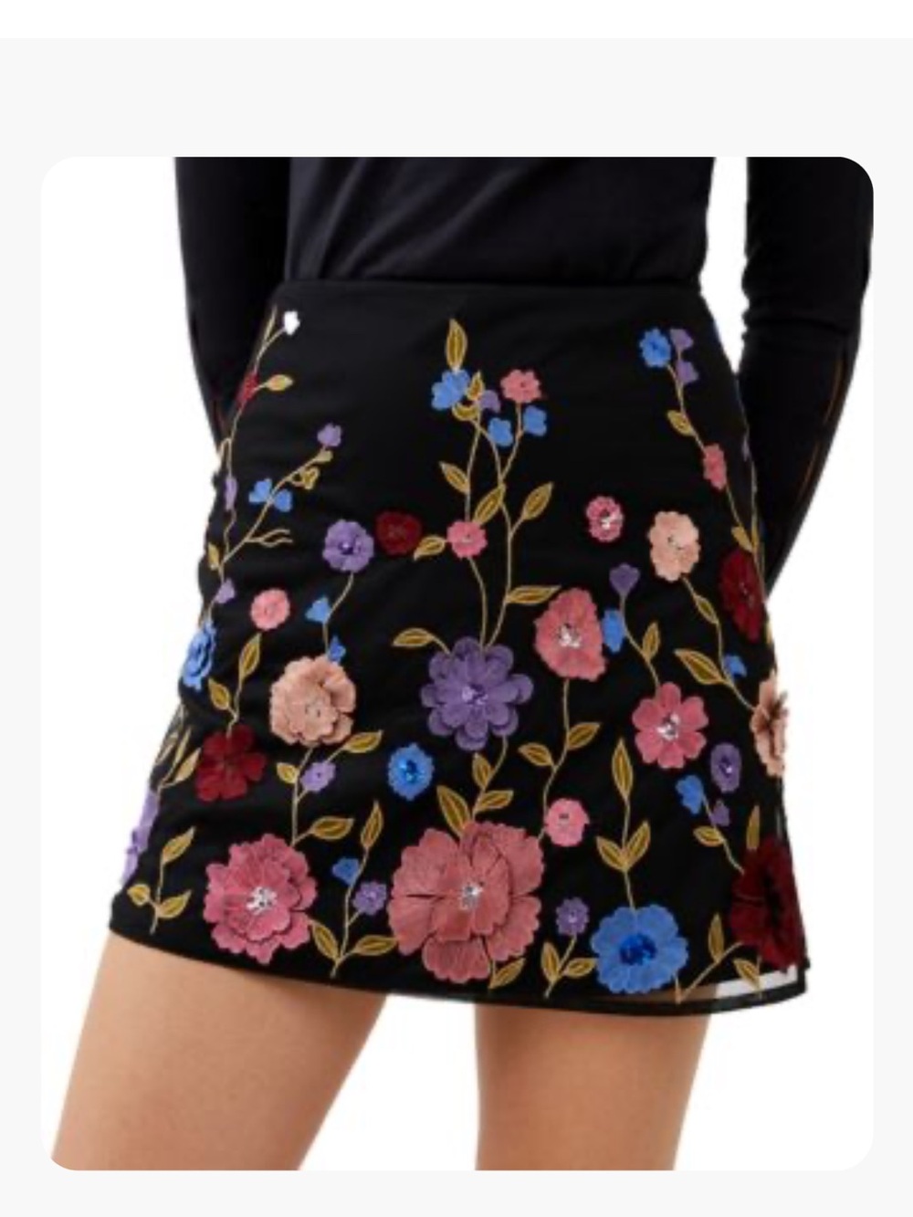 French Connection Embroidered Mesh Mini Skirt